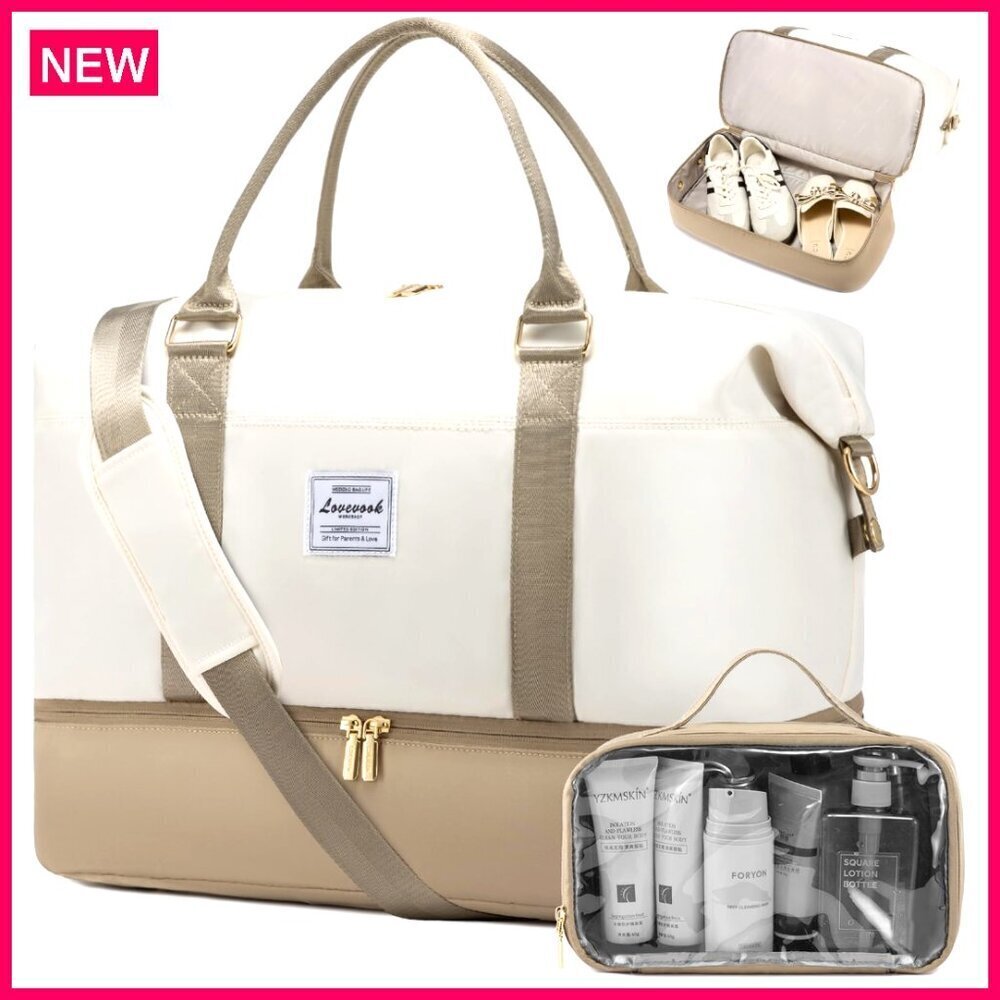 Large Travel Duffel with Laptop Pocket, Shoe Compartment, Trolley Sleeve
